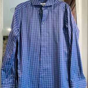 Eton Navy Checkered Dress Shirt